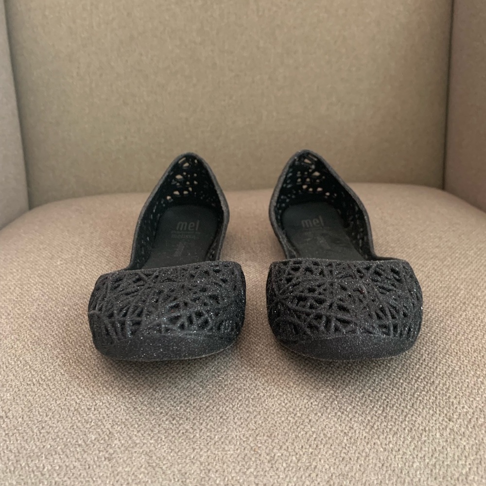 Mini Melissa Sparkly Black Size 11 Flats
